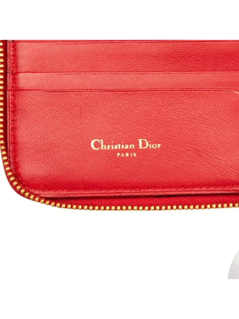 Dior Cannage Bifold Wallet Red Lambskin